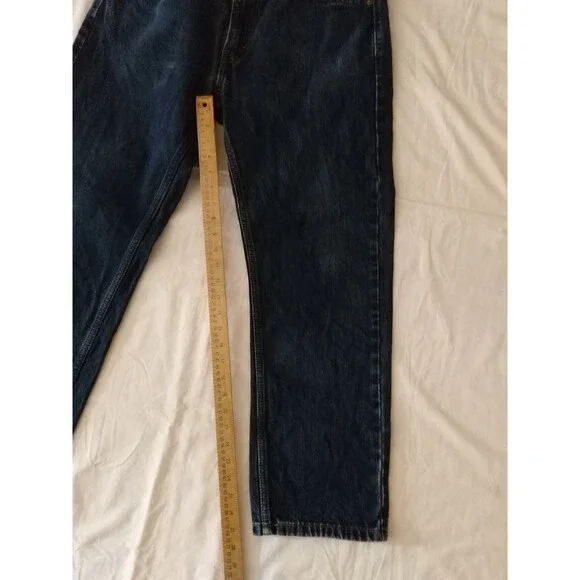 Levi's 505 Men's Regular Fit Jeans 36x30 Dark Wash Denim 100% Cotton Distressed - Picture 7 of 12